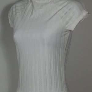 REFORMATION JEAN NWT Women's Ivory Stretch Knit Ribbed Short Sleeve Mock Neck Giselle Top Blouse Sz XS ($58)