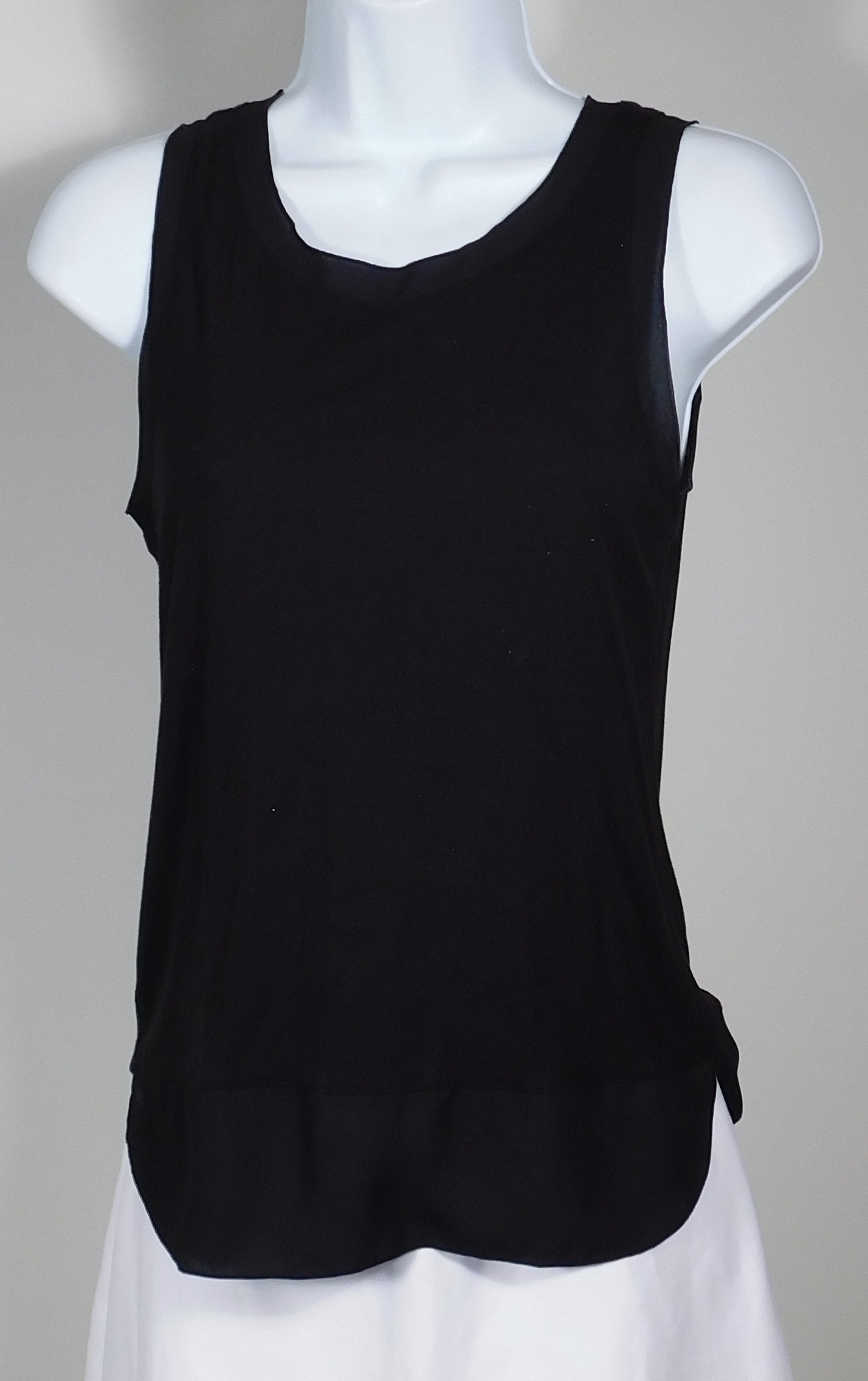 ANN TAYLOR LOFT PETITE Women's Black Knit Contrast Trim Sleeveless Blouse Sz XXS p - Image 5
