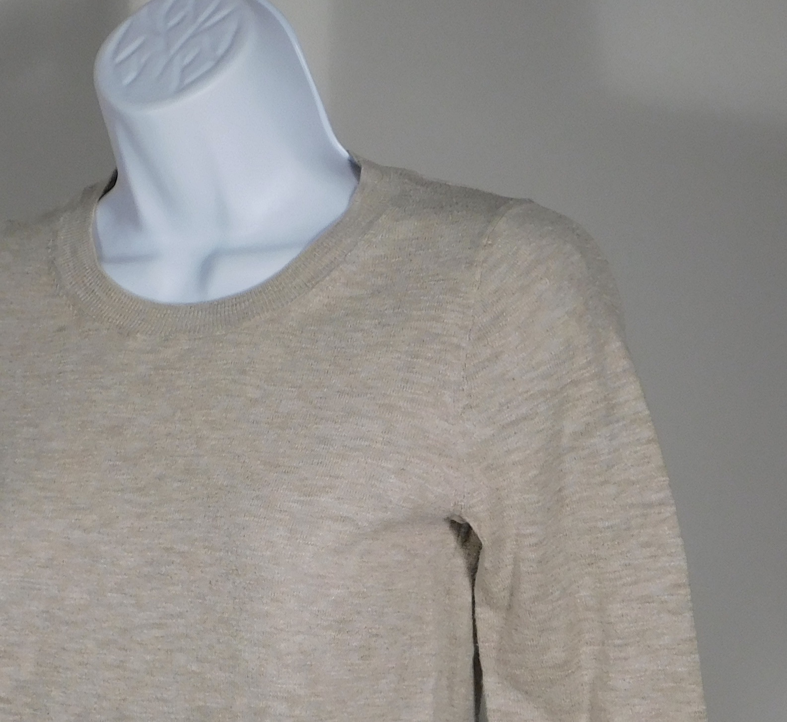 J CREW Women's Tan Crew Neck Thin Knit Cotton Sweater Sz XXS - Image 3