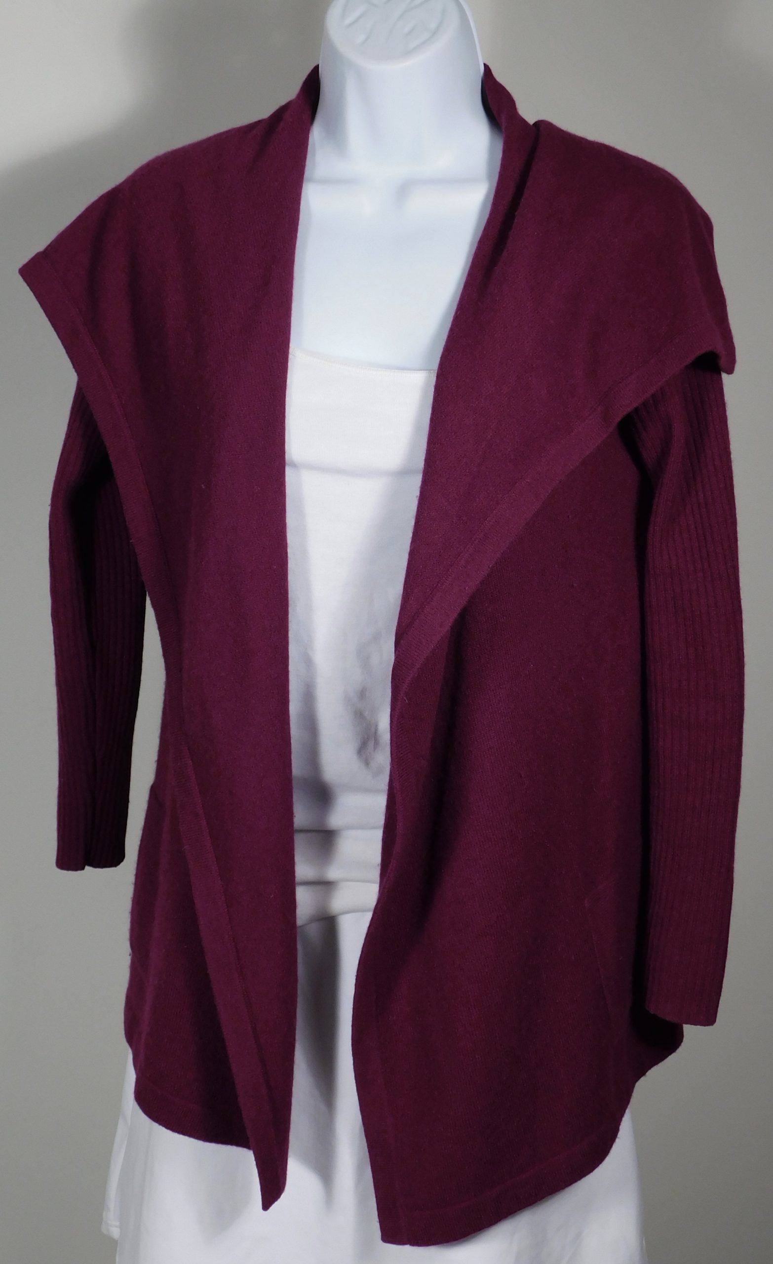 C BY BLOOMINGDALES CASHMERE Women's Magenta Cashmere Cardigan Sweater Sz XS - Image 5