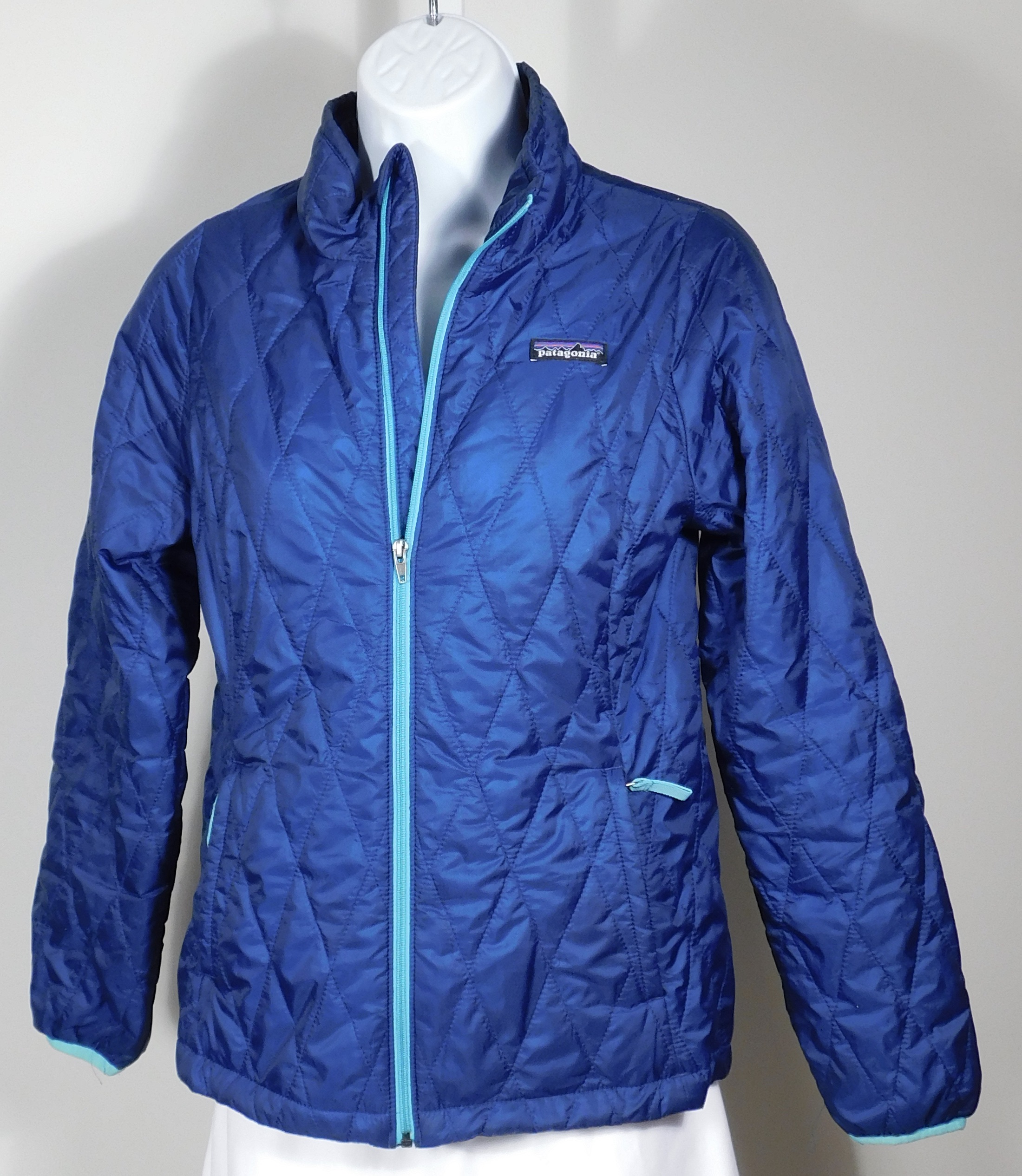 PATAGONIA Kid's Blue Full Front Zip Quilted Jacket Sz L (12) - Image 5