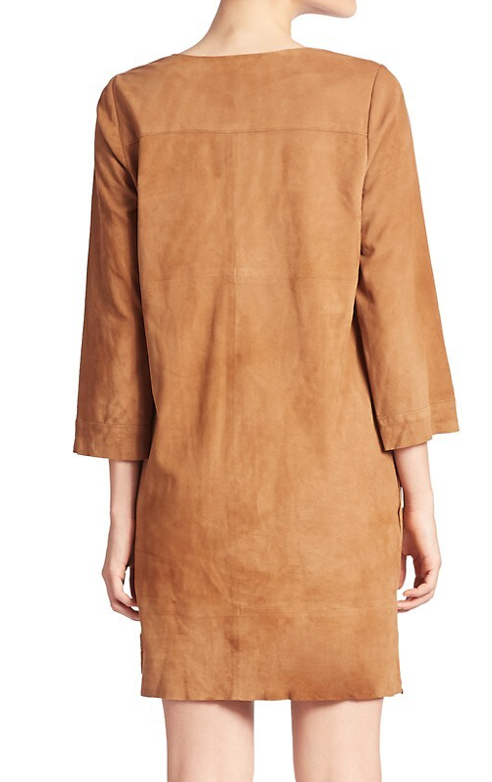 JOIE Women's Natural Camarillo Suede Lace-up Shift Dress Sz S ($898) - Image 9