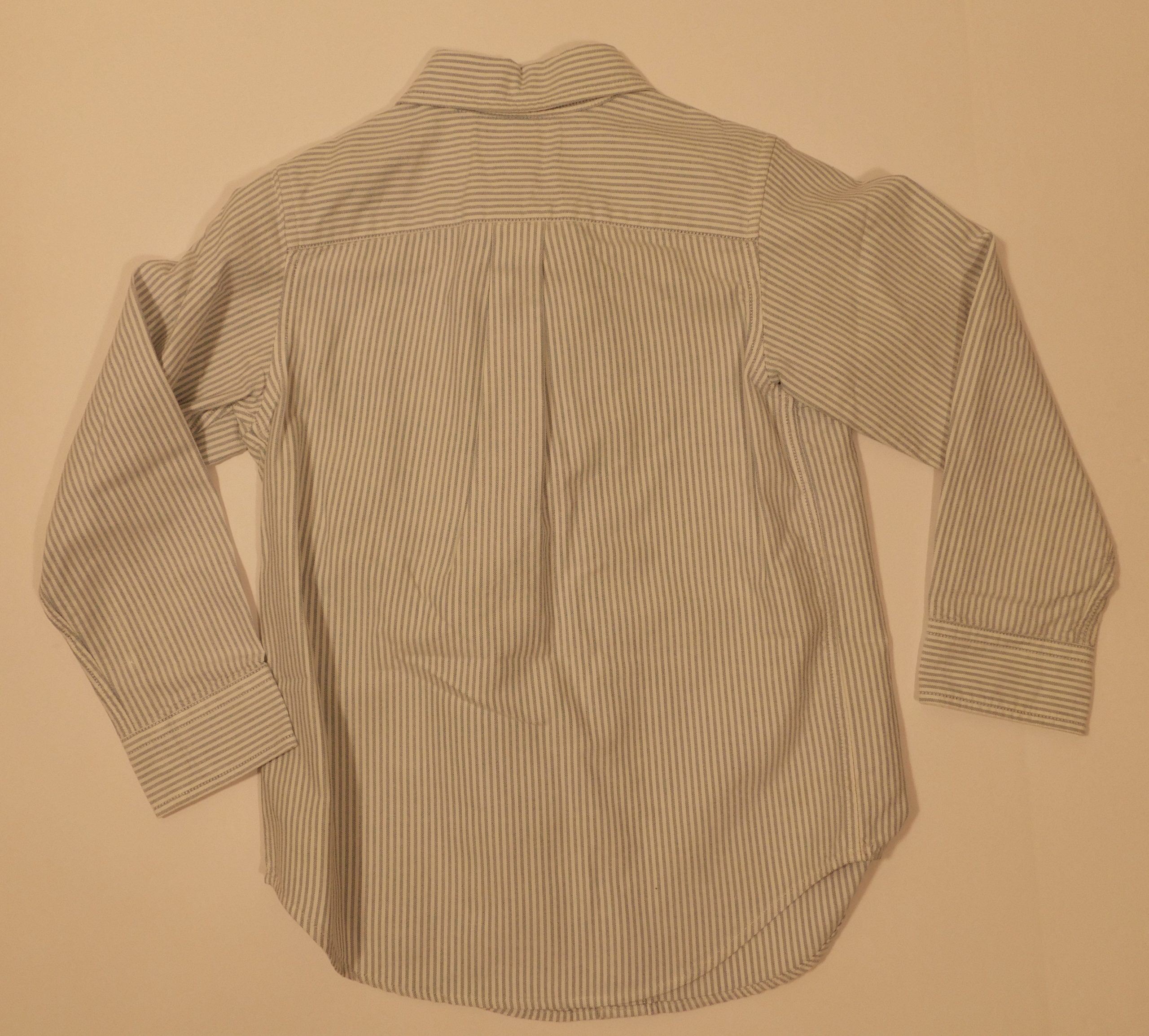 RALPH LAUREN Boys Blue White Striped Cotton Button Front Long Sleeved Cotton Shirt Sz 6 - Image 5