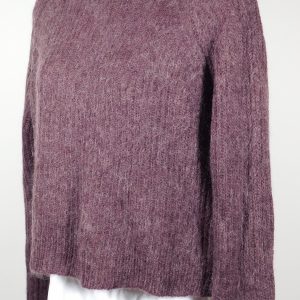 TALULA BY ANTHROPOLOGIE Women's Eggplant Cabled Wool Blend Pullover Boxy Turtleneck Sweater Sz XS