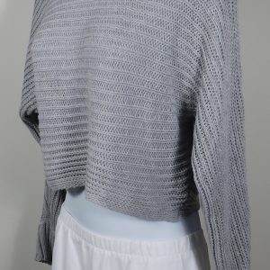 TULAROSA Women's Gray Cotton Ribbed Scoop Neck Pullover Cropped Sweater Sz XS ($158)