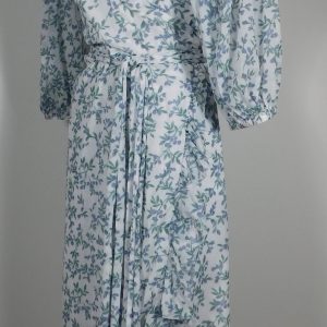 GANNI Tilden Floral-Print 3/4 Sleeve Mesh Wrap Dress Sz 38