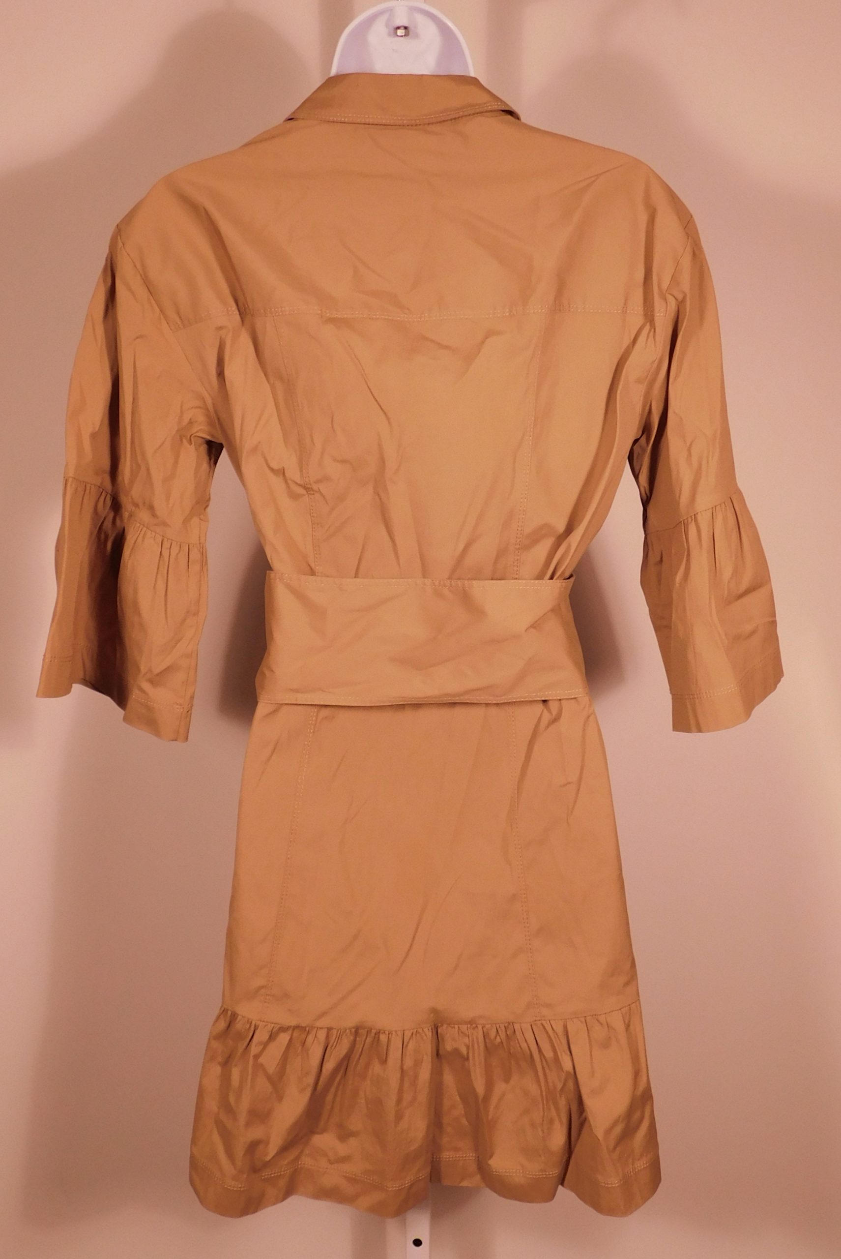 VERONICA BEARD Women's Khaki Luriane Poplin Cotton Stretch Bell-Sleeve Flounced Skirt Dress Sz 4 ($495) - Image 5