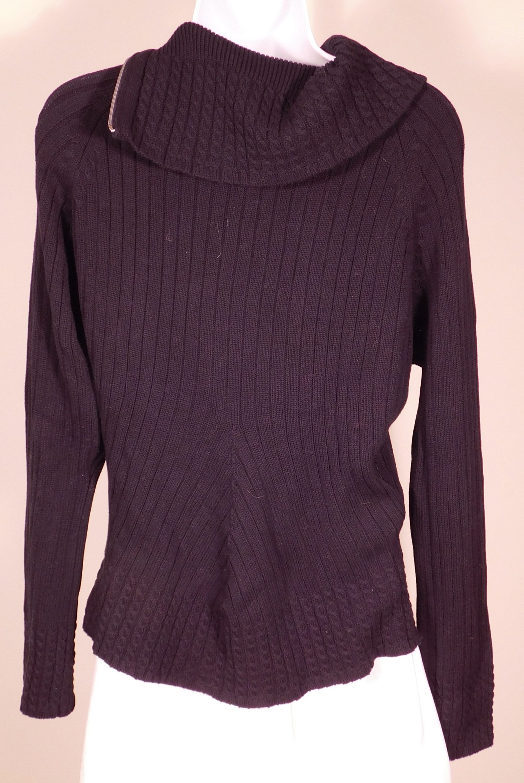 NILS SPORTSWEAR Women's Black Cabled Cotton Pullover Turtleneck Sweater Sz L ($195) - Image 6