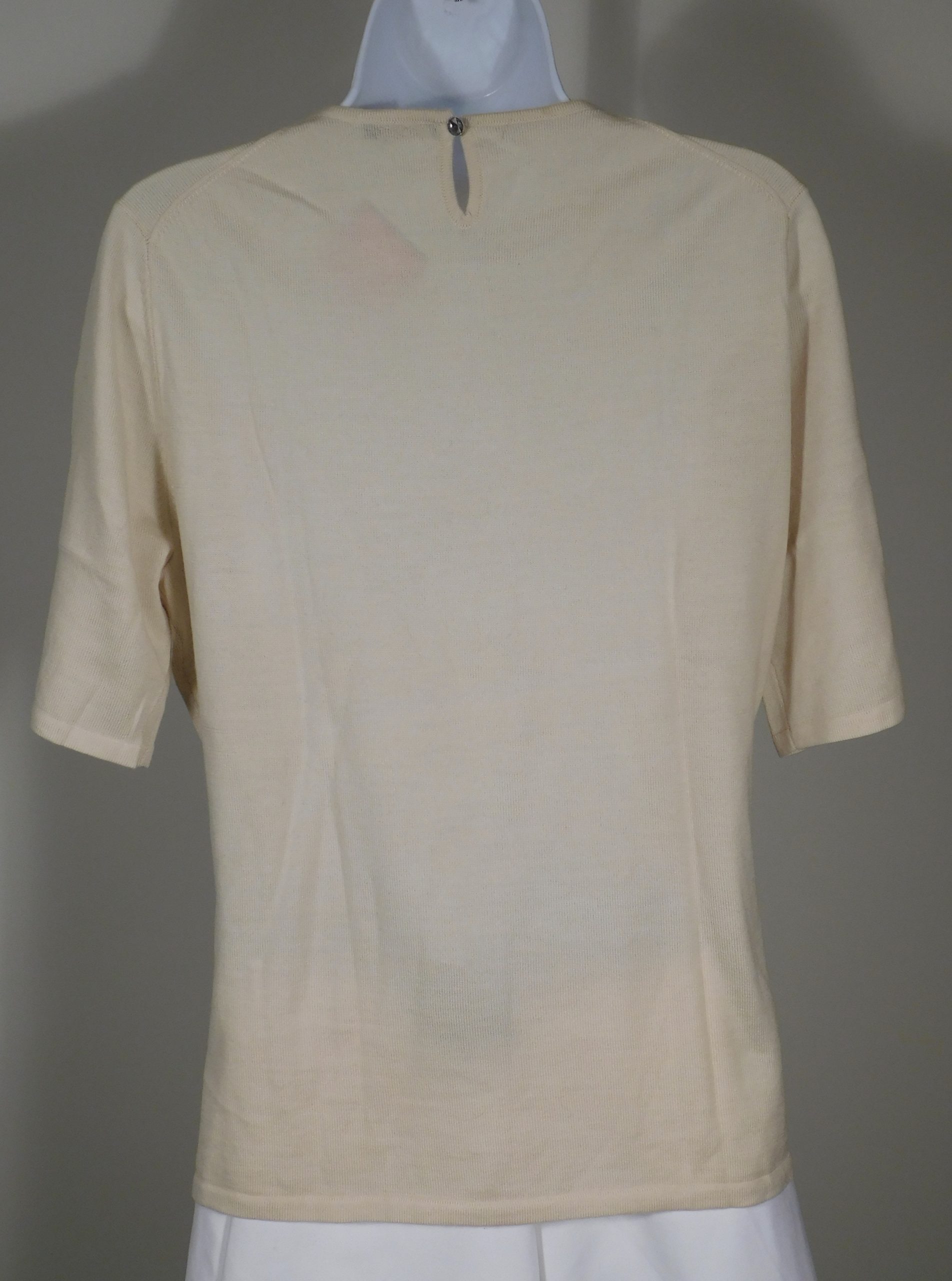 J MCLAUGHLIN Women's Beige Soft Merino Wool Short Sleeve Sweater Sz L - Image 5