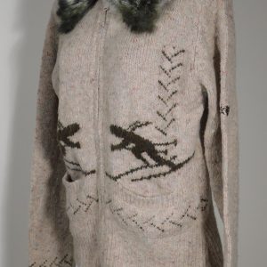 COLD AS ICE Women's Tan Full Zip Faux Fur Detachable Collar Cardigan Sweater Sz M