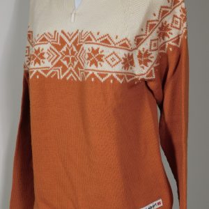 DALE OF NORWAY Women's Pumpkin & Off White Wool 1/2 Zip Sweater Sz L ($300)