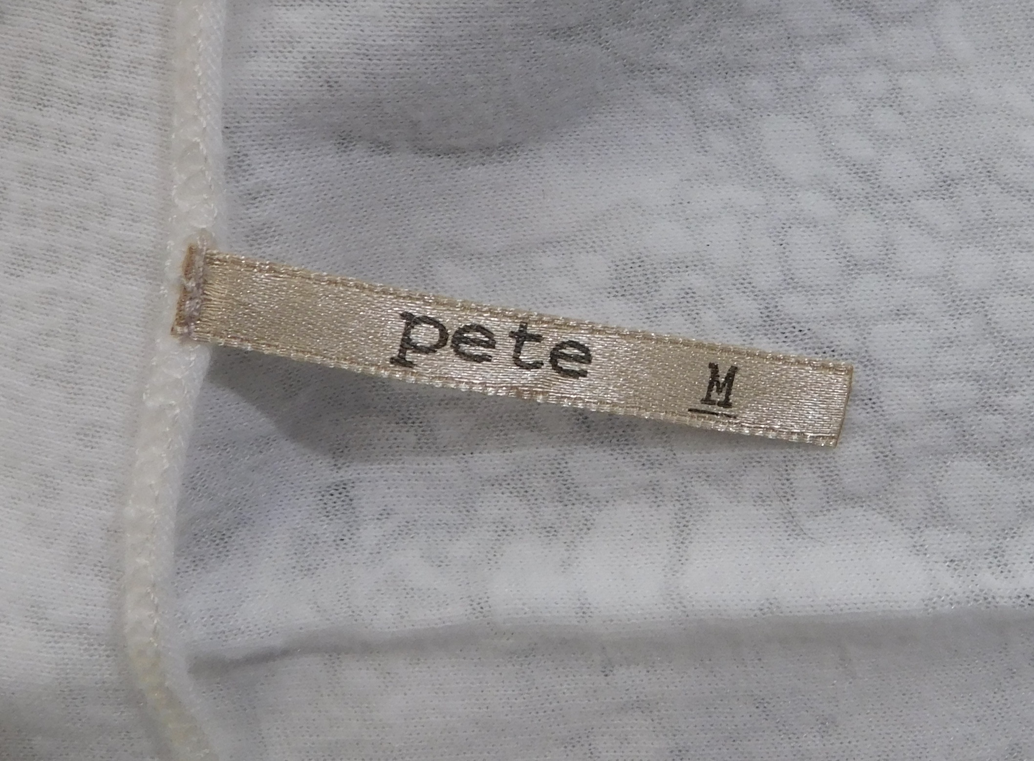 PETE COLLECTION Women's White Floral V- Neck Burn Out Cotton Blend Long Sleeved T-Shirt Top Sz M - Image 5