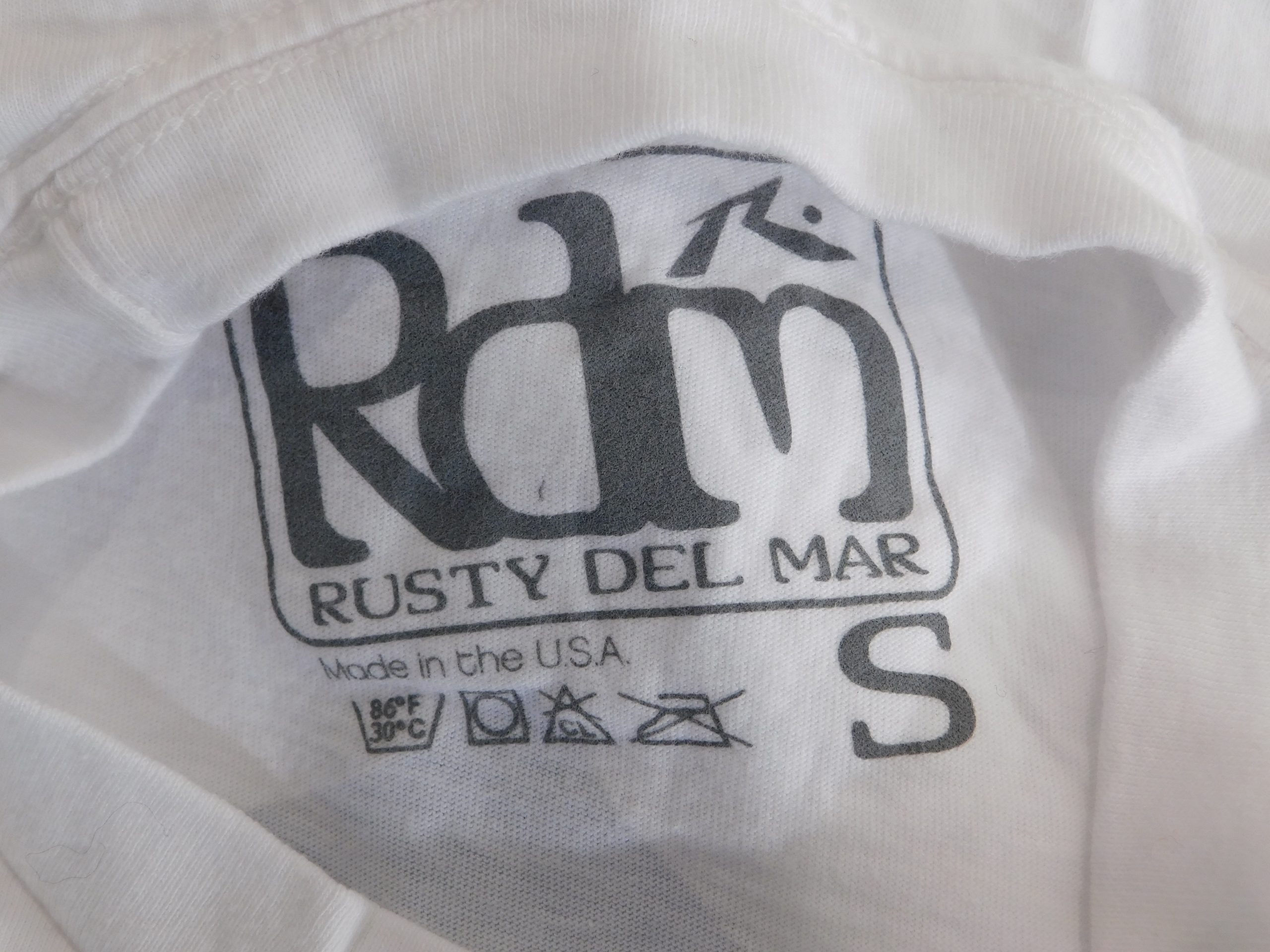 RUSTY DEL MAR SURF SHOP Women's White Logo Cotton Scoop Neck Short Sleeved T-Shirt Sz S - Image 7