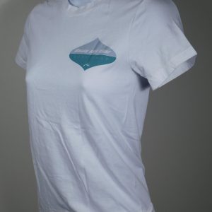 RUSTY DEL MAR SURF SHOP Women's White Logo Cotton Scoop Neck Short Sleeved T-Shirt Sz S
