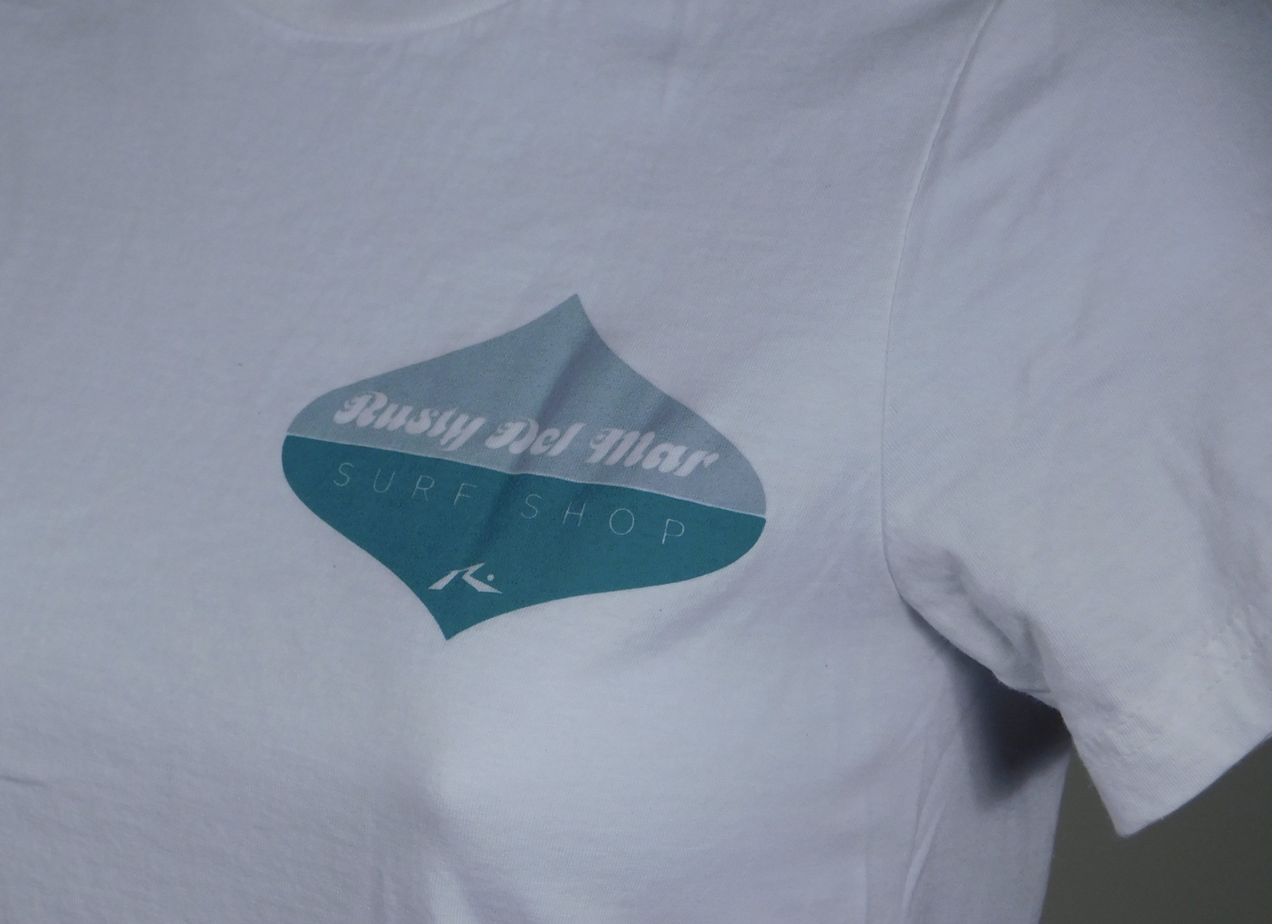 RUSTY DEL MAR SURF SHOP Women's White Logo Cotton Scoop Neck Short Sleeved T-Shirt Sz S - Image 3