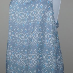 CUPCAKES AND CASHMERE Women's Gray White Turquoise Print Sleeveless Petal Back Tunic Blouse Sz M