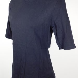 LILLA P Women's Black Mock Neck Cotton Short Sleeved T-Shirt Blouse Sz S