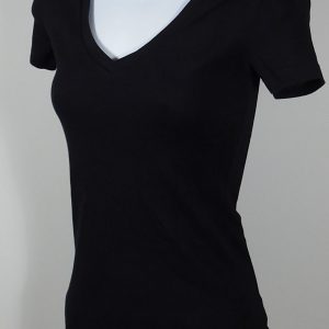 J CREW Women's Black Short Sleeved V-Neck Perfect Fit Tee Shirt Sz XS