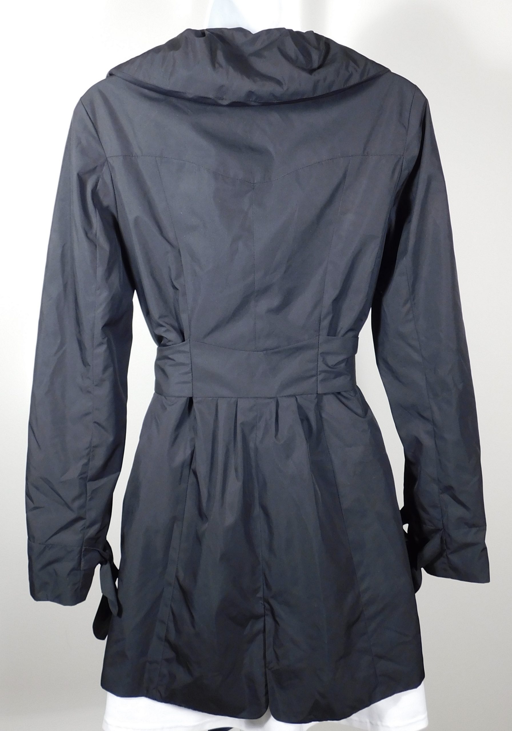 COLE HAAN Women's Black Light Weight Zip Front Self Belt Windbreaker Jacket Sz XS - Image 6