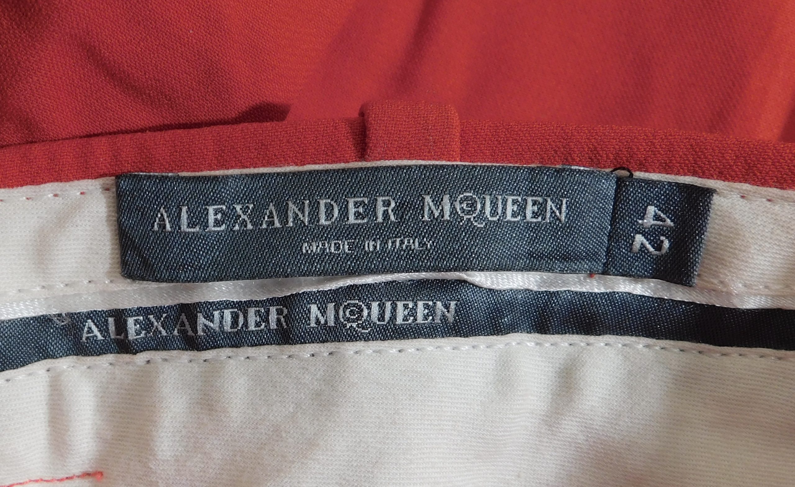 ALEXANDER MCQUEEN Women's Red Flat Front Wide Leg Pant Sz 42 ($850) - Image 7