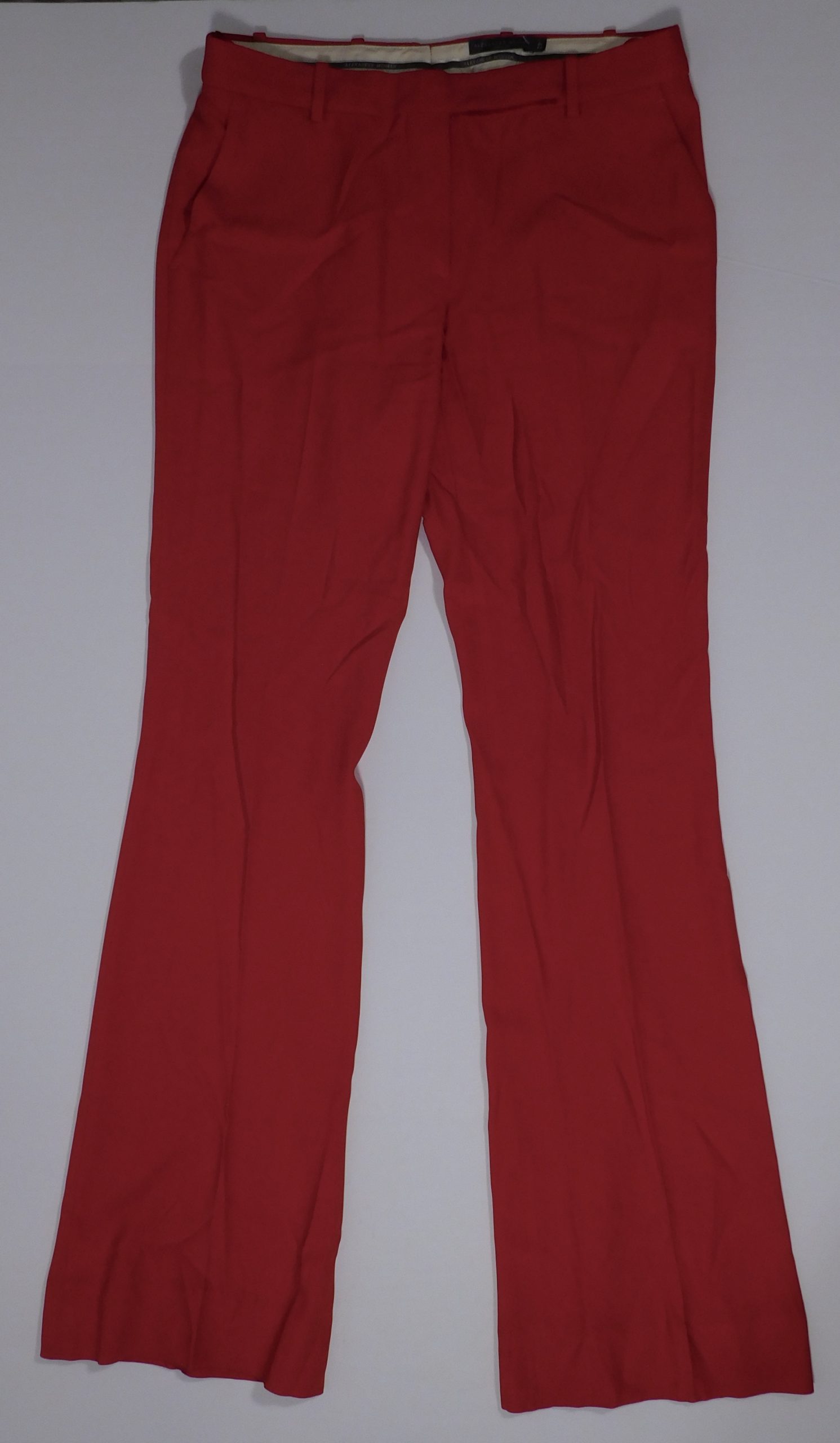ALEXANDER MCQUEEN Women's Red Flat Front Wide Leg Pant Sz 42 ($850) - Image 3