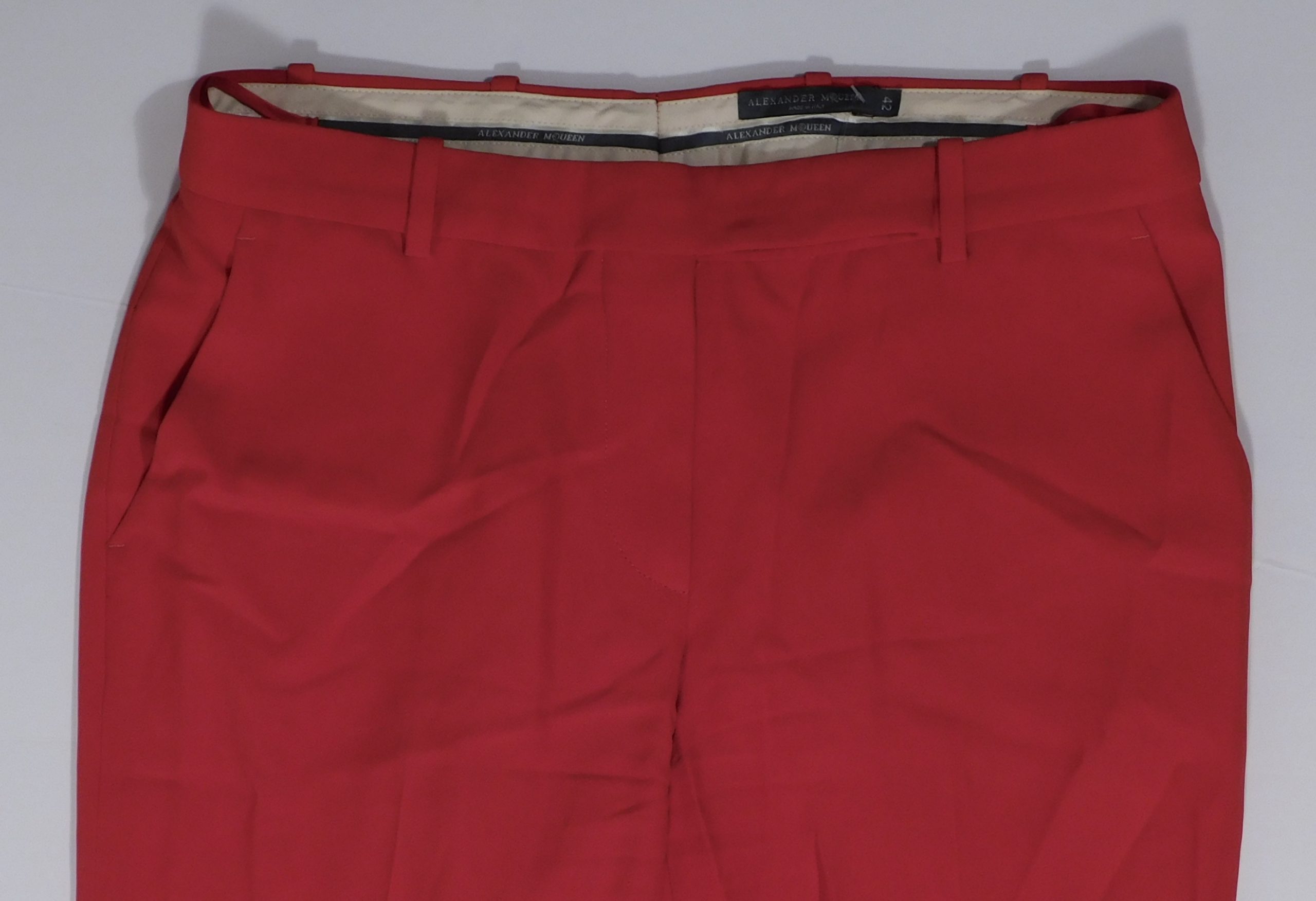 ALEXANDER MCQUEEN Women's Red Flat Front Wide Leg Pant Sz 42 ($850) - Image 4