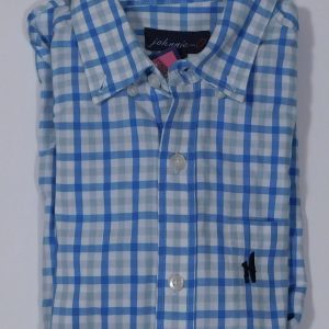 JOHNNIE-O Boys Malibu Blue Plaid Cotton Long Sleeve Button Front Shirt Sz 10