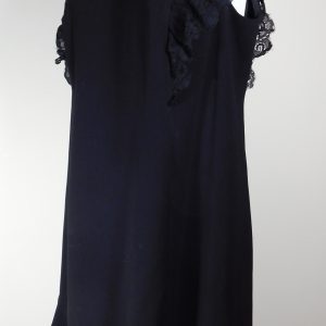 REBECCA TAYLOR Women's Black Lace Trim Mock Neck Cap Sleeves Shift Dress Sz 6 ($450)