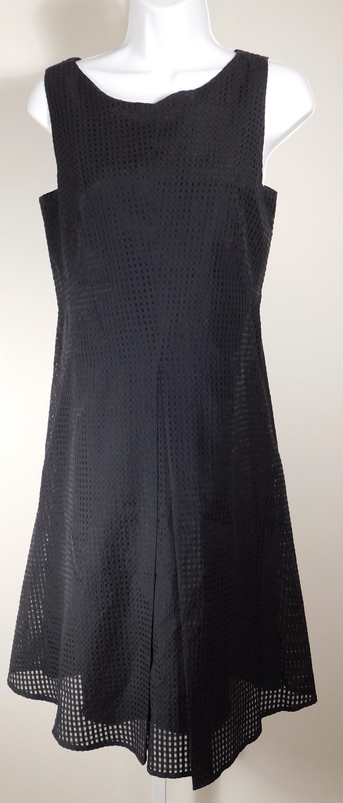 AKRIS Women's Black Textured Check Sleeveless Inverted Front Pleat Dress Sz 6 ($1140) - Image 4
