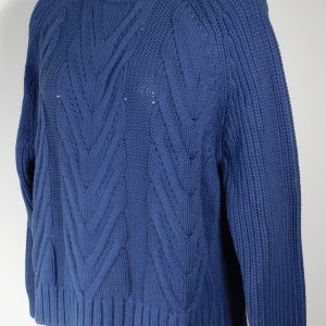 J CREW NWT Women's Blue Cabled Cotton Pullover Mock Neck Sweater Sz XS ($79.50)