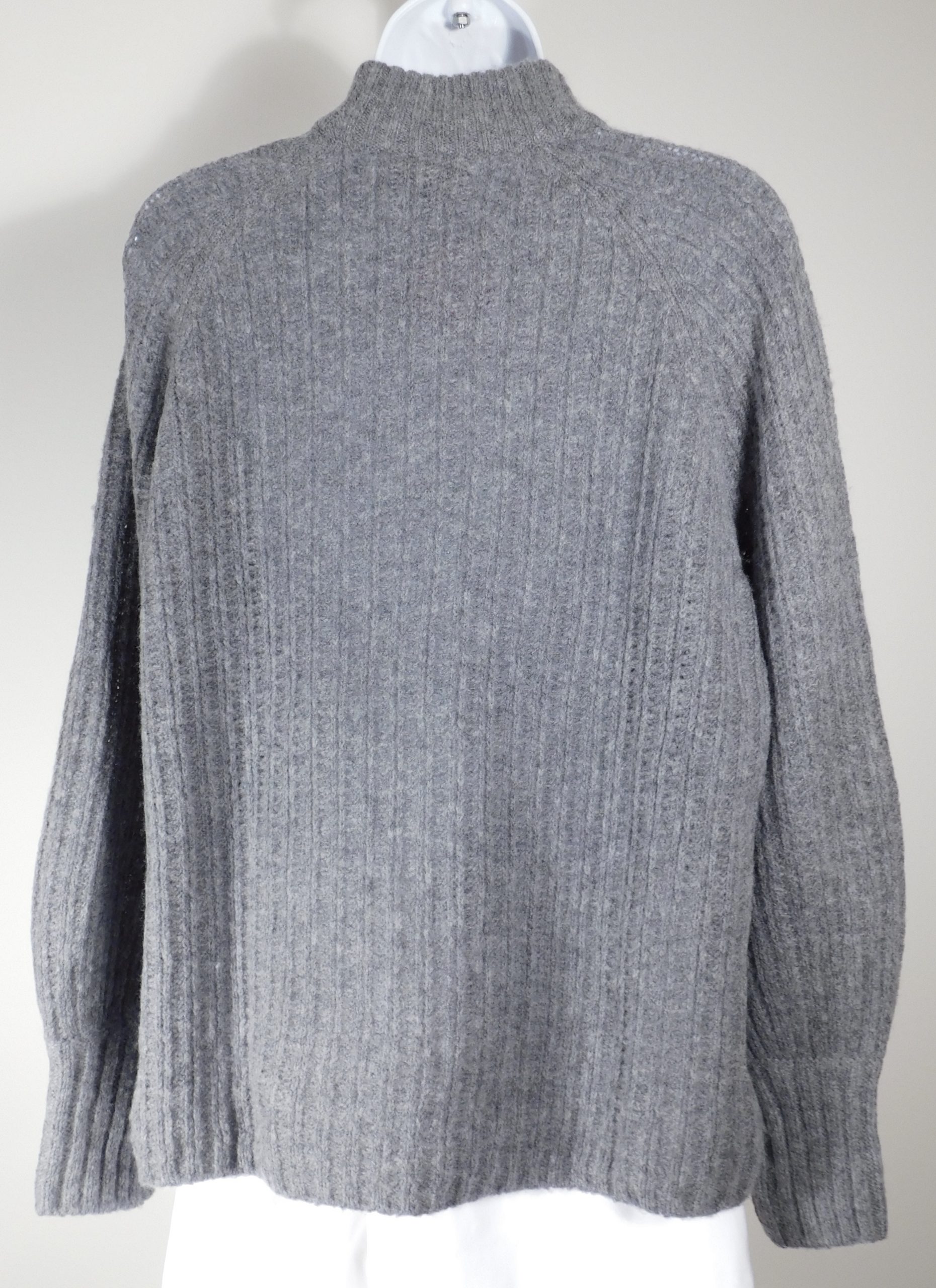 REPEAT SILVER EDITION Women's Gray Ribbed Wool Cashmere Mock Neck Sweater Sz 38 S ($345) - Image 4
