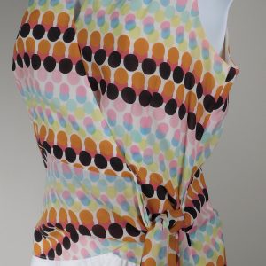 LAFAYETTE 148 Women's Multi Polka Dot Sleeveless Side Tie V-Neck Silk Blouse Sz 4 ($199)