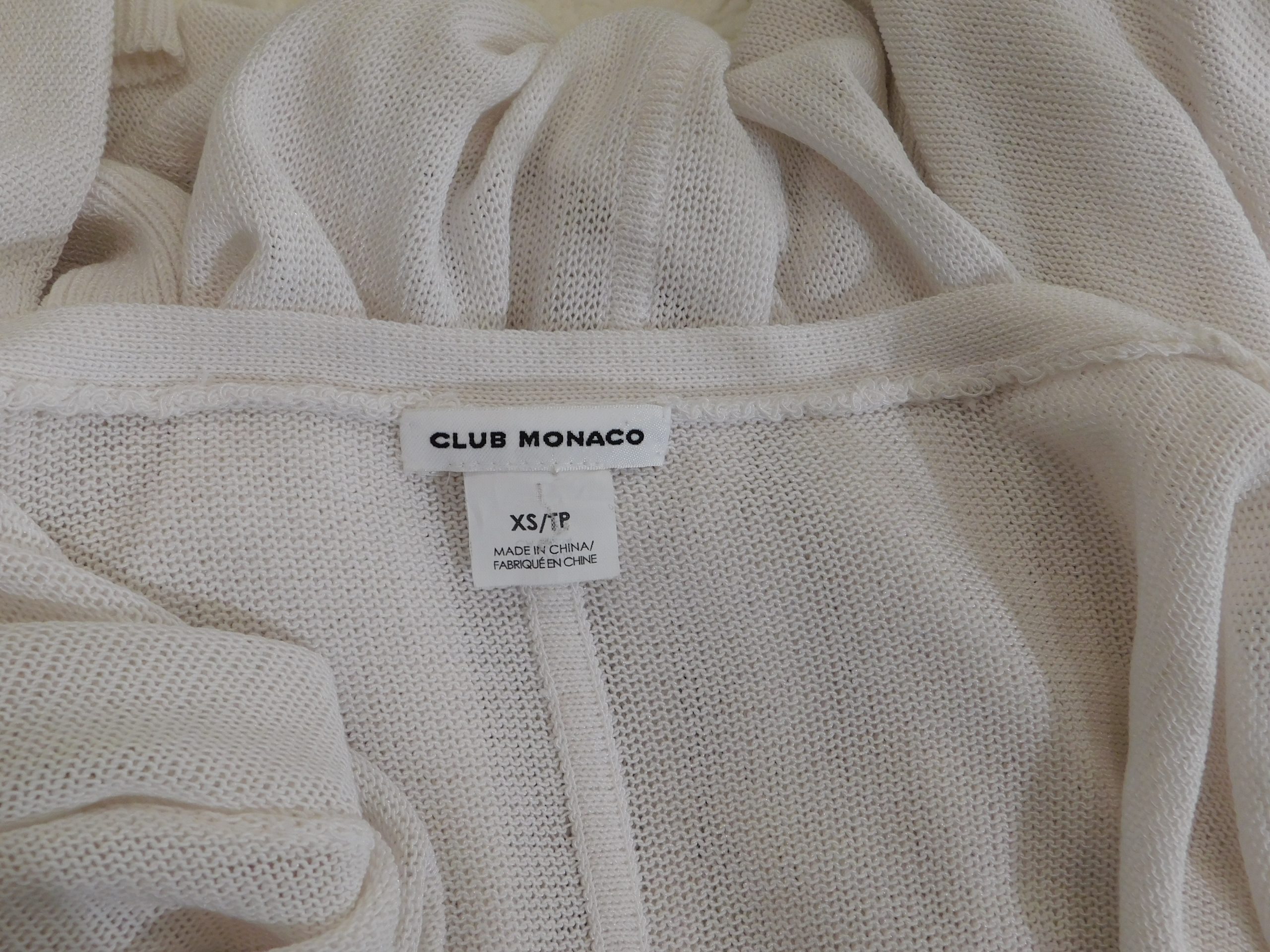 CLUB MONACO Women's Ivory Short Sleeve Thin Knit Cardigan Sweater Sz XS/P - Image 6
