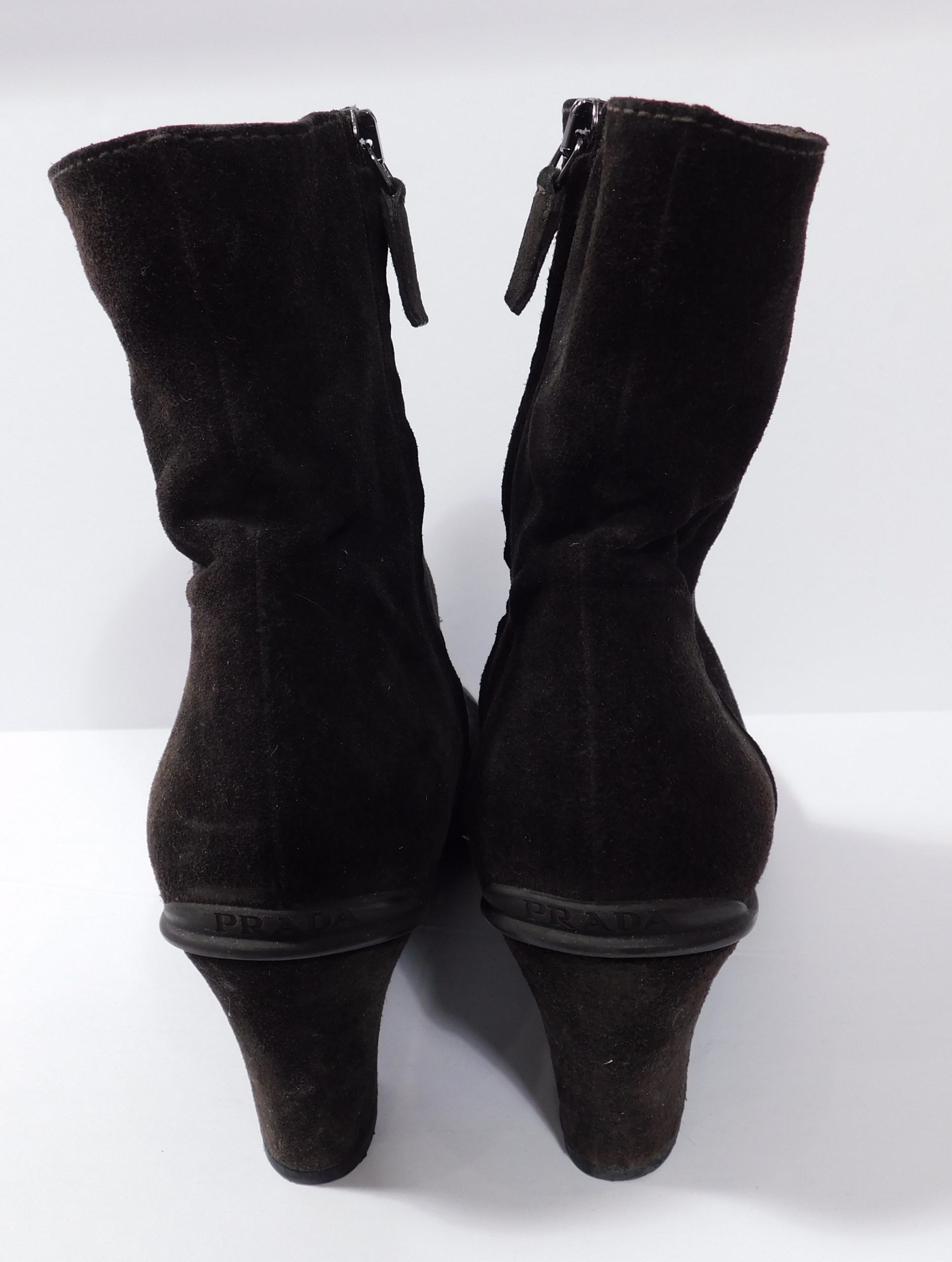 AUTHENTIC PRADA Women's Brown Suede Side Zip Ankle Boot Sz 38.5 - Image 7