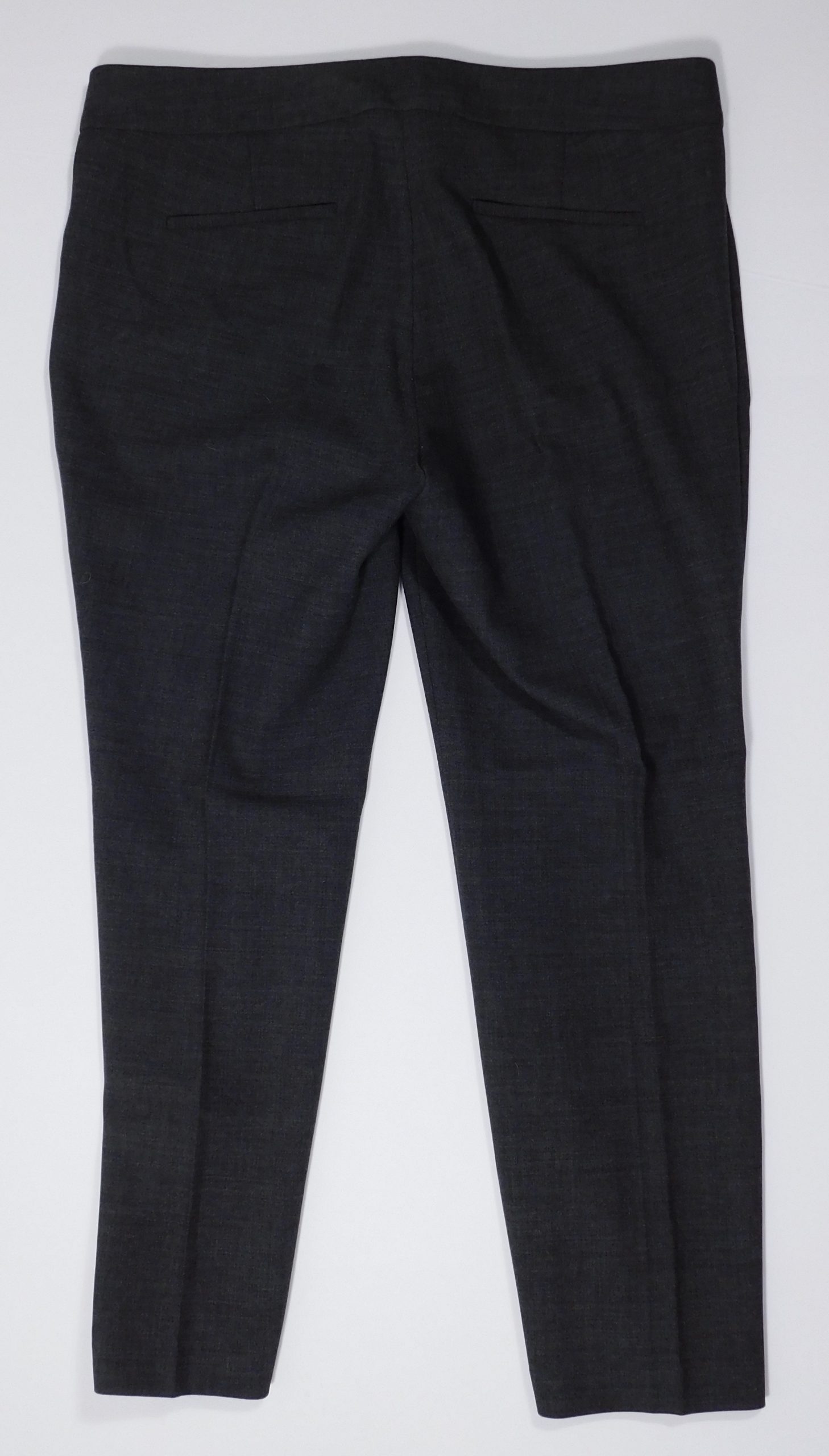 J CREW Women's Charcoal Gray Wool Stretch Flat Front Campbell Faux Leather Trim Tuxedo Pant Sz 10 - Image 6