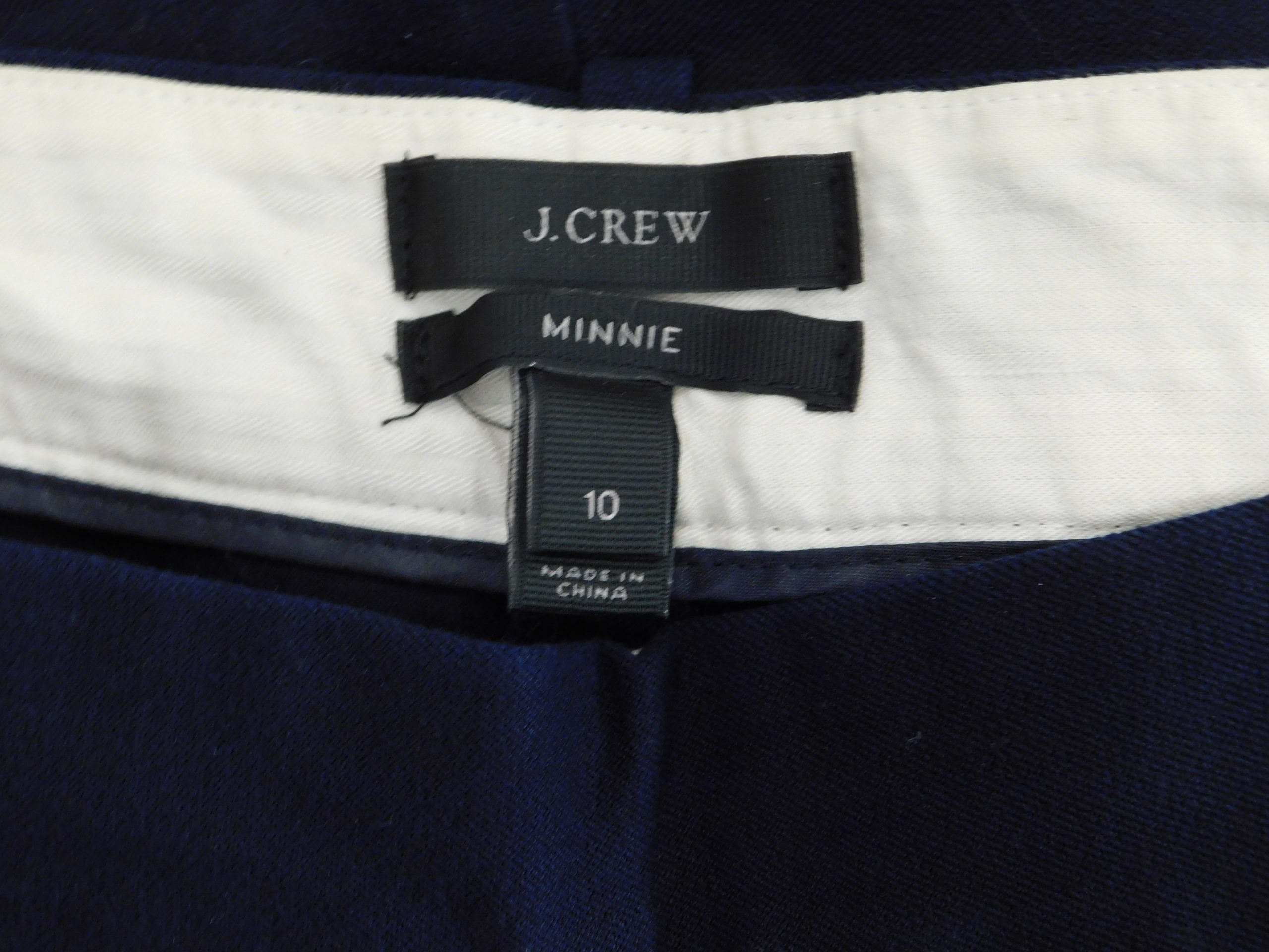 J CREW Women's Navy Blue Cotton Stretch Flat Front Minnie Side Zip Ankle Pant Sz 10 - Image 7