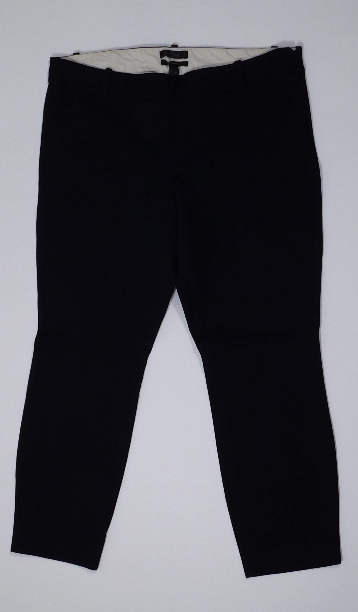 J CREW Women's Navy Blue Cotton Stretch Flat Front Minnie Side Zip Ankle Pant Sz 10 - Image 3