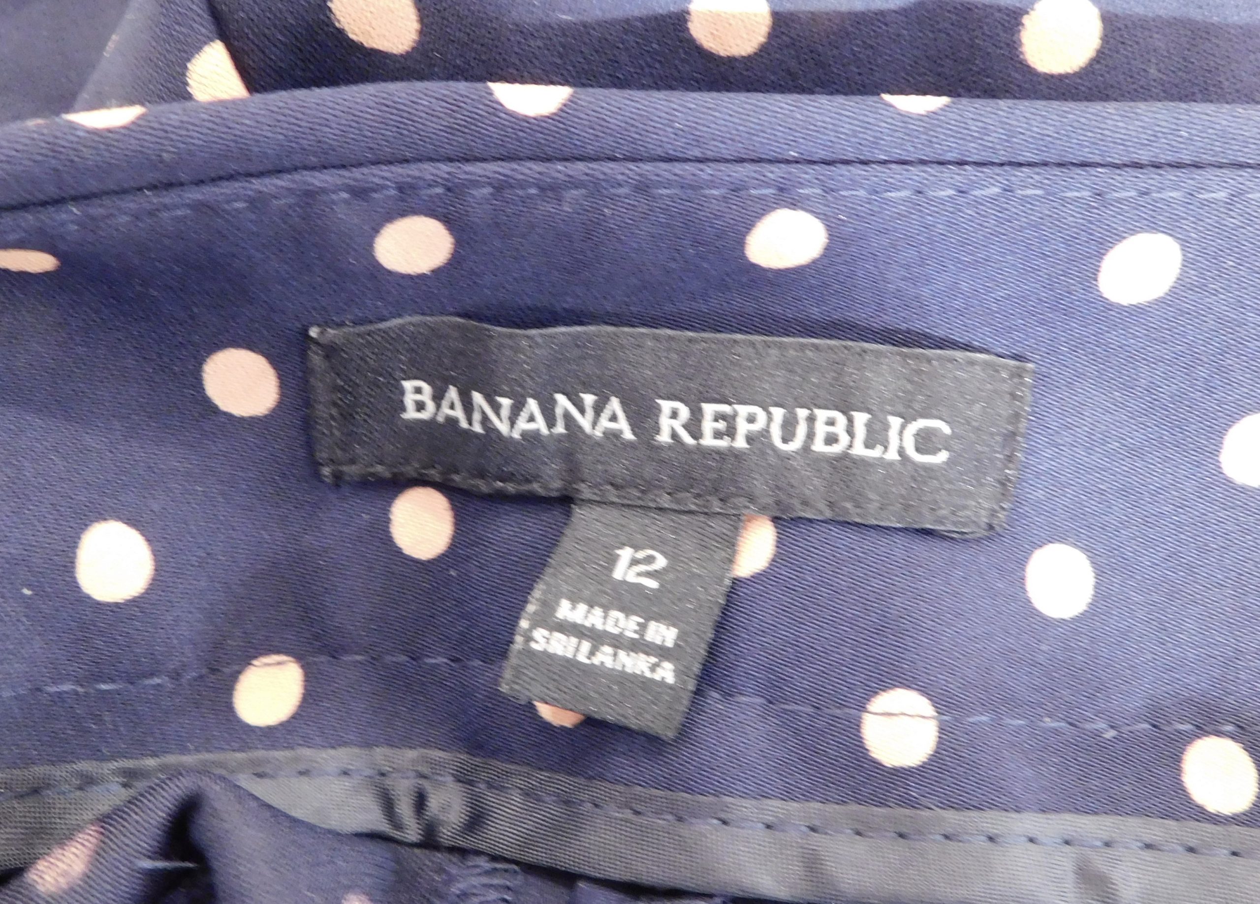 BANANA REPUBLIC Women's Navy Blue & Orange Polka Dot Wide Leg Pant Sz 12 - Image 7