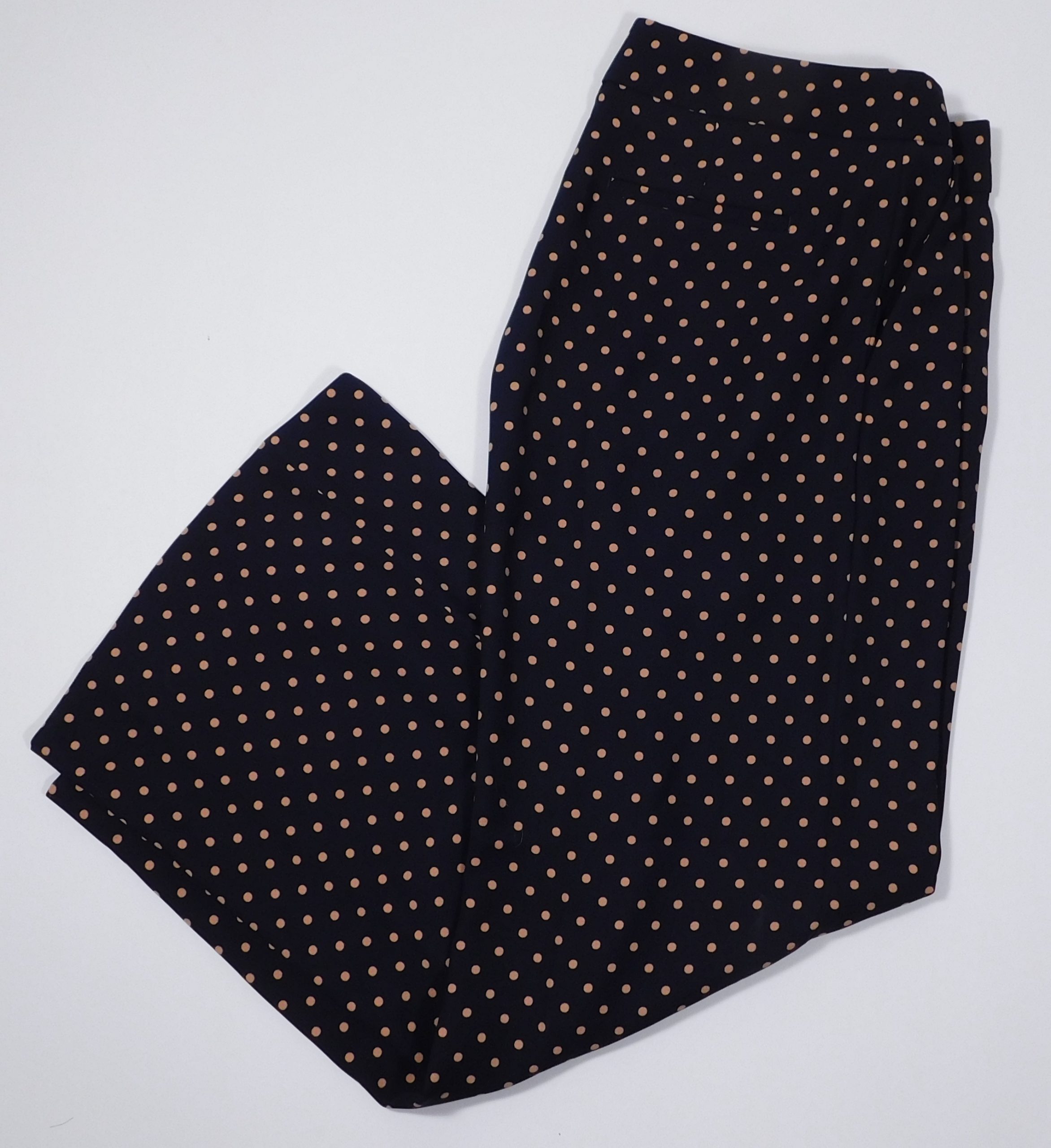BANANA REPUBLIC Women's Navy Blue & Orange Polka Dot Wide Leg Pant Sz 12