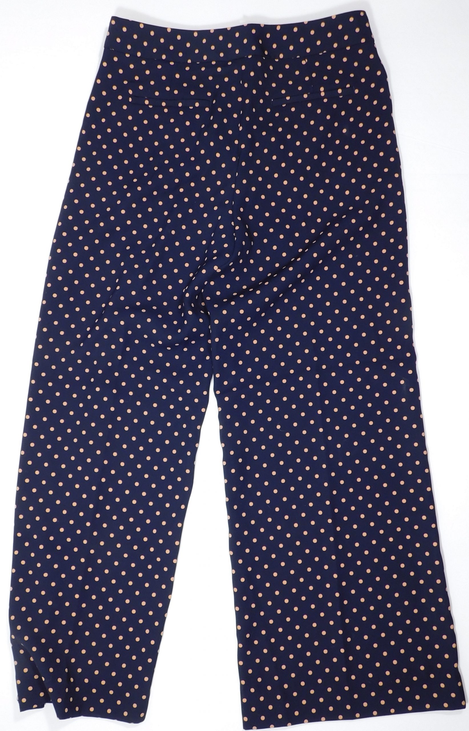 BANANA REPUBLIC Women's Navy Blue & Orange Polka Dot Wide Leg Pant Sz 12 - Image 5