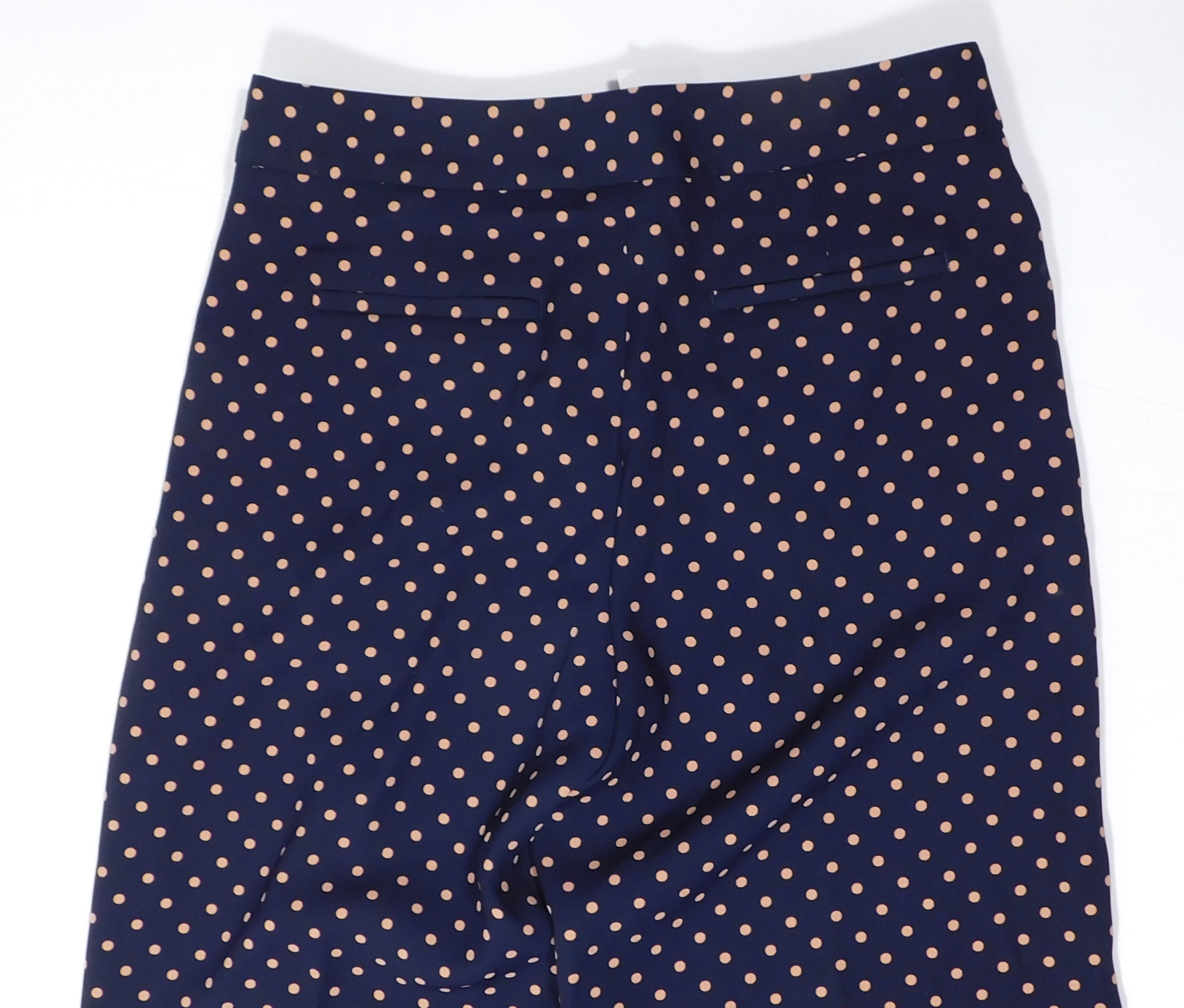 BANANA REPUBLIC Women's Navy Blue & Orange Polka Dot Wide Leg Pant Sz 12 - Image 6