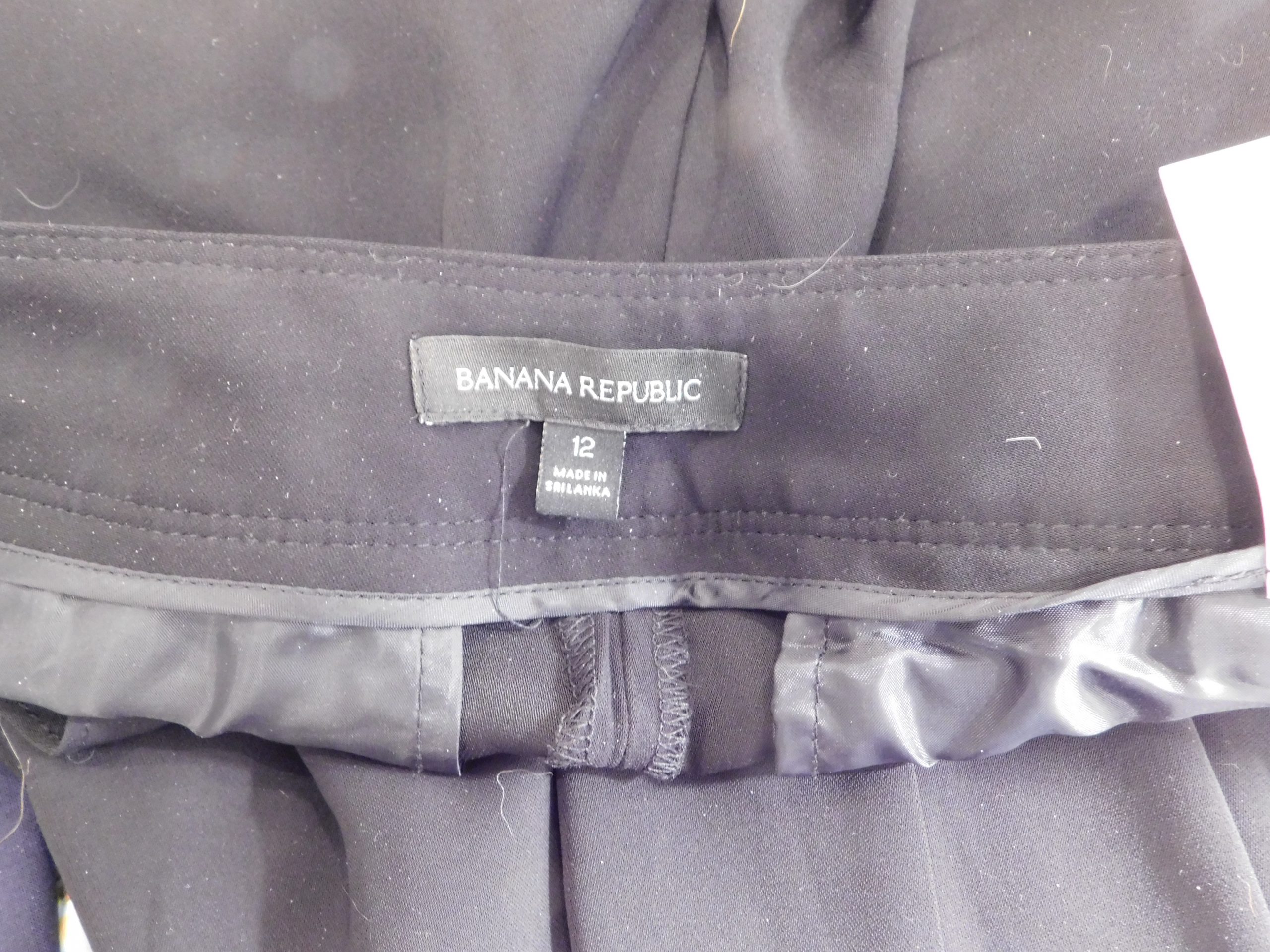 BANANA REPUBLIC Women's Black Wide Leg Self Belt Pant Sz 12 - Image 7