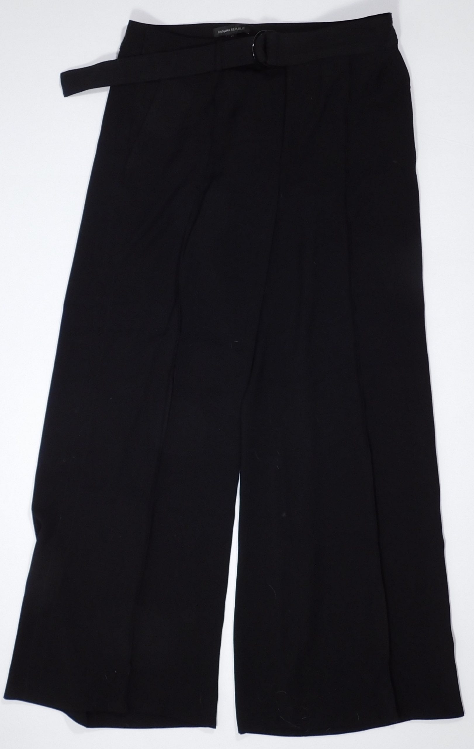 BANANA REPUBLIC Women's Black Wide Leg Self Belt Pant Sz 12 - Image 3