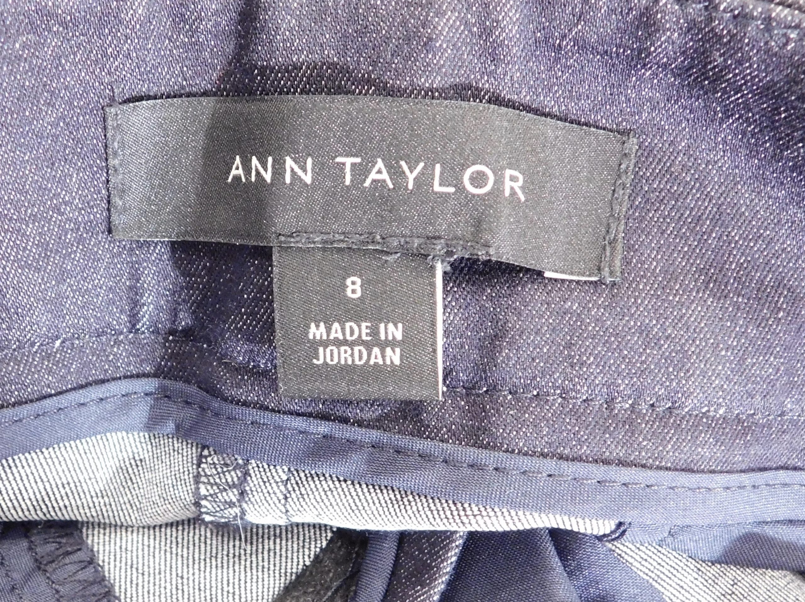 ANN TAYLOR Women's Dark Denim Cotton Stretch Flat Front Sailor Pant Sz 8 - Image 8
