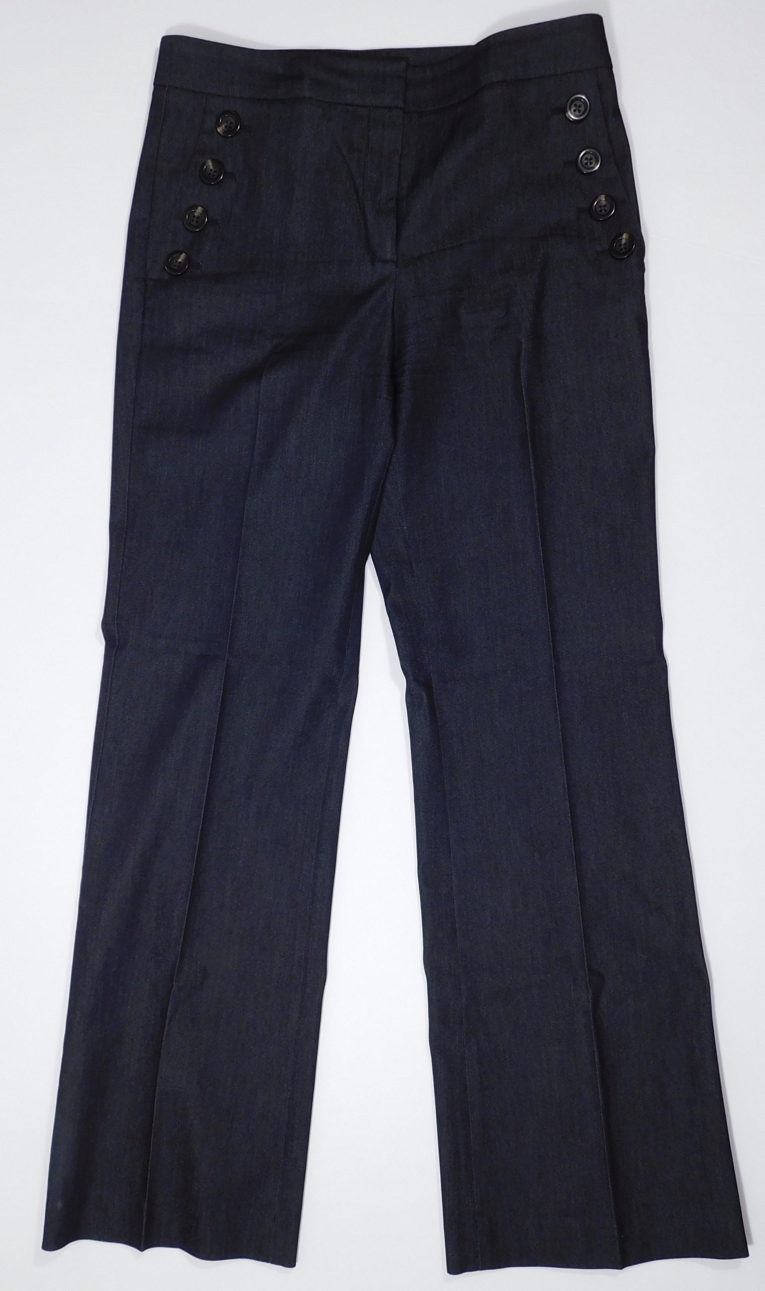 ANN TAYLOR Women's Dark Denim Cotton Stretch Flat Front Sailor Pant Sz 8 - Image 3