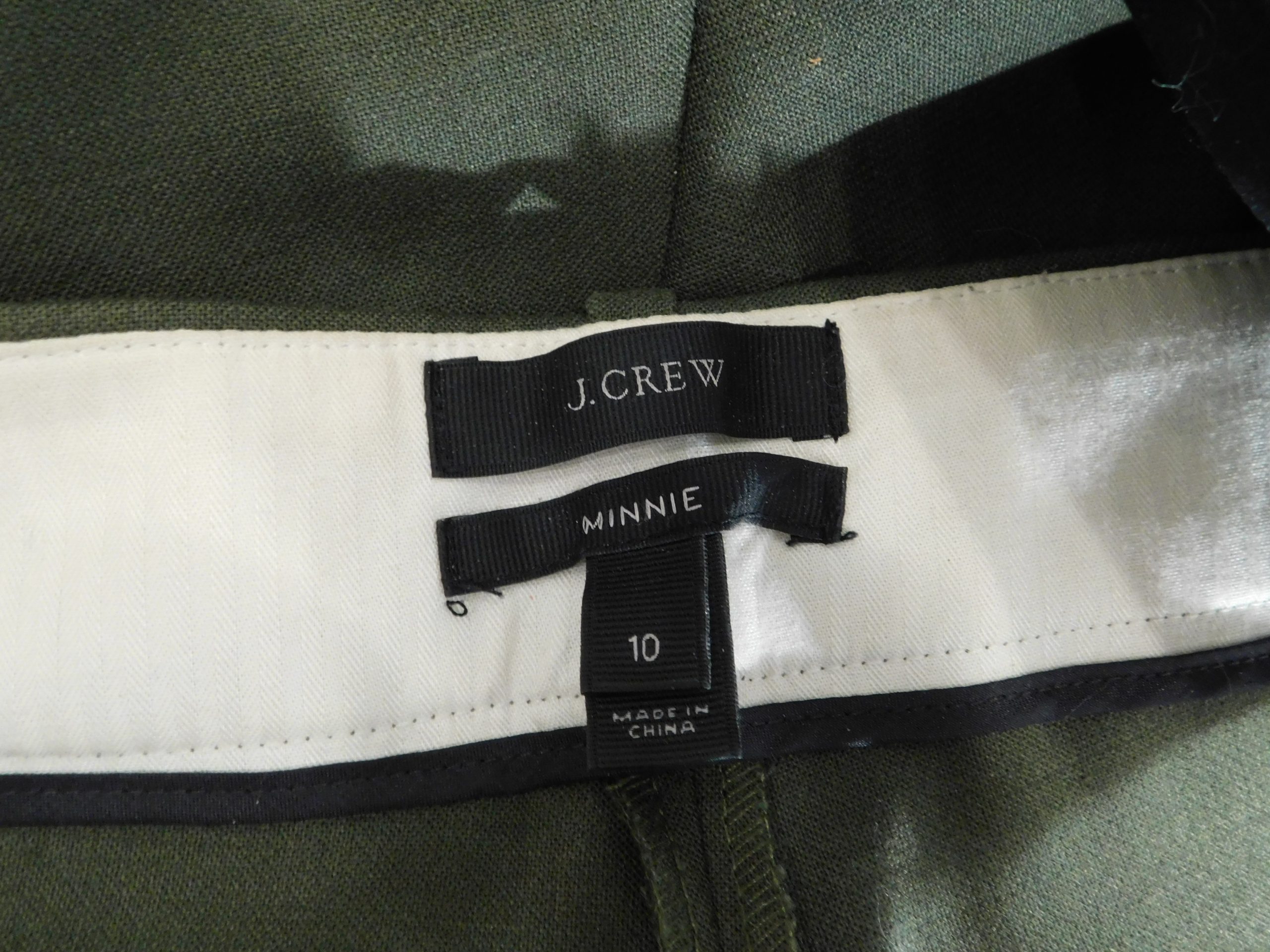 J CREW Women's Olive Green Wool Stretch Flat Front Minnie Side Zip Ankle Pant Sz 10 - Image 6