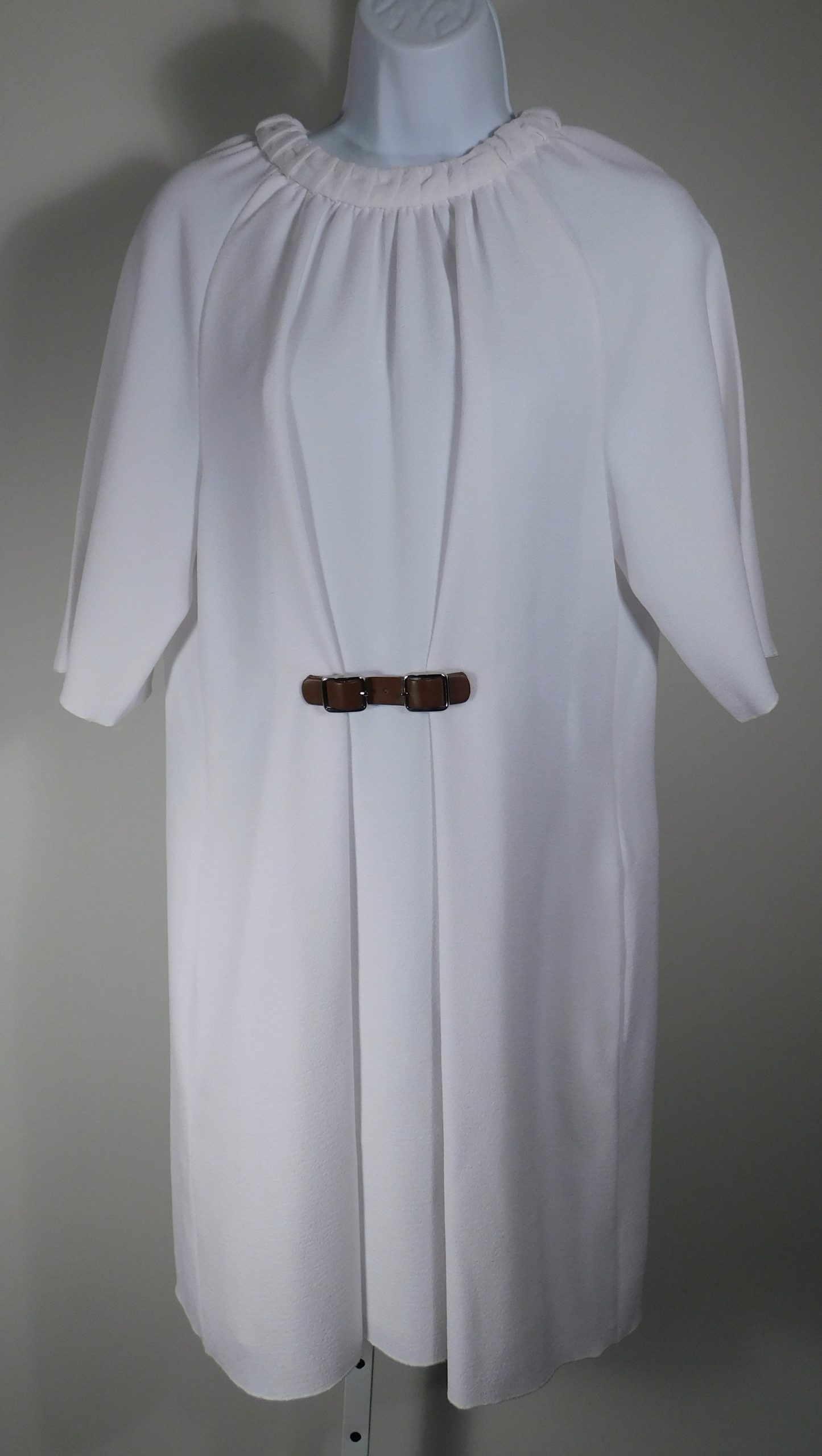 TIBI Women's White Crepe Short Sleeve Scoop Neck Dress Sz 4 ($495) - Image 3