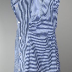 DEREK LAM 10 CROSBY Women's Blue & White Striped Satina Sleeveless Button Front Shirt Dress Sz 6 ($395)