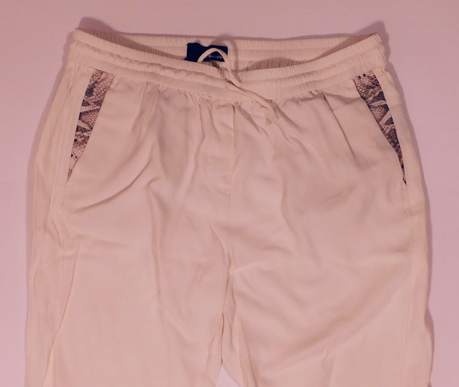 THE KOOPLES Women's Ivory Reptile Trim Pull On Pant Sz 38 - Image 3