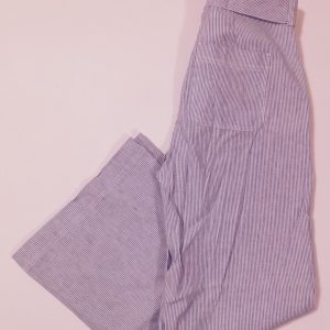 BANANA REPUBLIC Women's Blue & White Striped Cotton Linen Wide Leg Self Belt Pant Sz 6